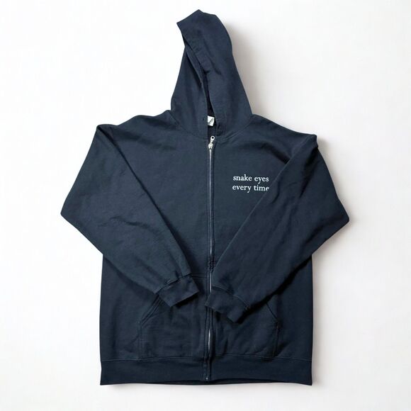 Gildan Other - Gildan Snake Eyes Every Time Sloth Rust Mens Large Zip Band Hoodie Black